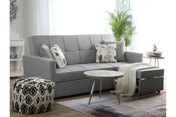 Glomma 3-seter Uttrekkbar Sovesofa 181x207 cm i Stoff - Grå - Møbler - Sofaer - Sovesofaer - 3 seters sovesofa