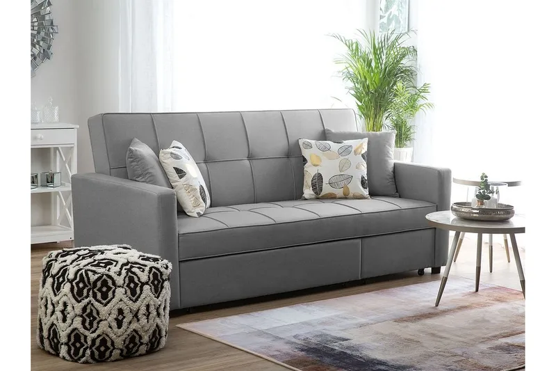 Glomma 3-seter Uttrekkbar Sovesofa 181x207 cm i Stoff - Grå - Møbler - Sofaer - Sovesofaer - 3 seters sovesofa