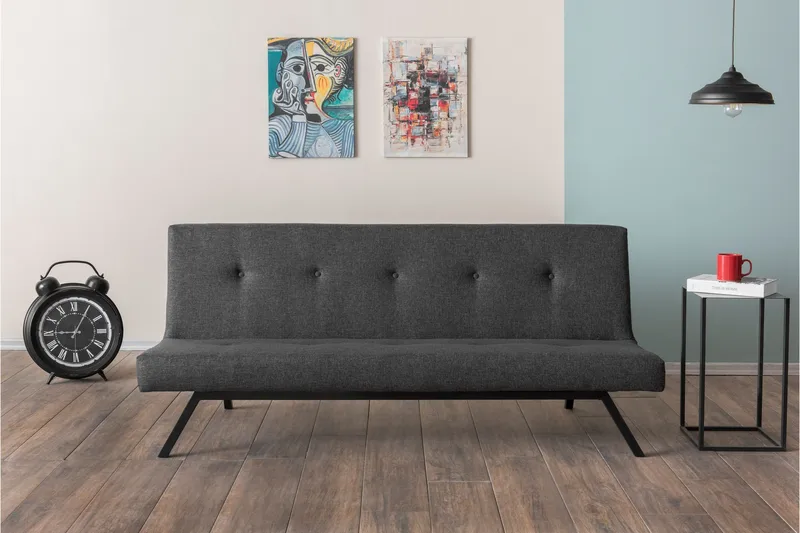 Hetalia 3-seters Langsgående Sovesofa 102x180 cm i Stoff - Mørkegrå - Møbler - Sofaer - Sovesofaer - 3 seters sovesofa