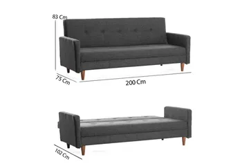 Hiko 3-seter Sovesofa 102x180 cm i Stoff - Antrasitt - Møbler - Sofaer - Sovesofaer - 3 seters sovesofa