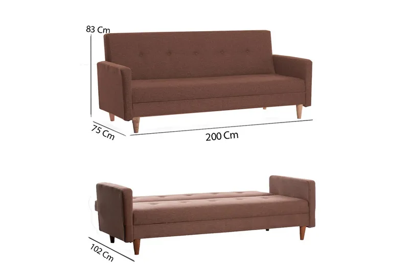 Hiko Sovesofa - Brun - Møbler - Sofaer - Sovesofaer - 3 seters sovesofa