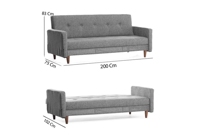 Hiko Sovesofa - Lysegrå - Møbler - Sofaer - Sovesofaer - 3 seters sovesofa