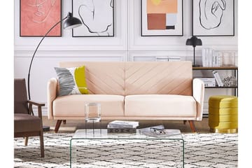 Induja 3-seters Sovesofa - Fløyel/Beige - Møbler - Sofaer - Sovesofaer - 3 seters sovesofa