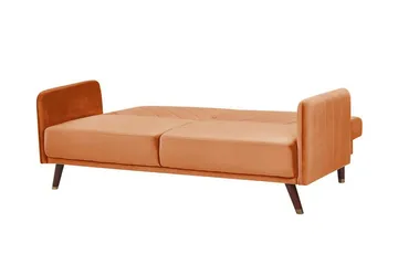 Induja 3-seters Sovesofa - Fløyel/Oransje - Møbler - Sofaer - Sovesofaer - 3 seters sovesofa