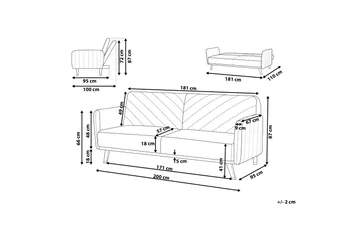 Induja 3-seters Sovesofa - Fløyel/Oransje - Møbler - Sofaer - Sovesofaer - 3 seters sovesofa
