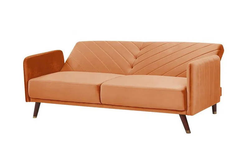 Induja 3-seters Sovesofa - Fløyel/Oransje - Møbler - Sofaer - Sovesofaer - 3 seters sovesofa