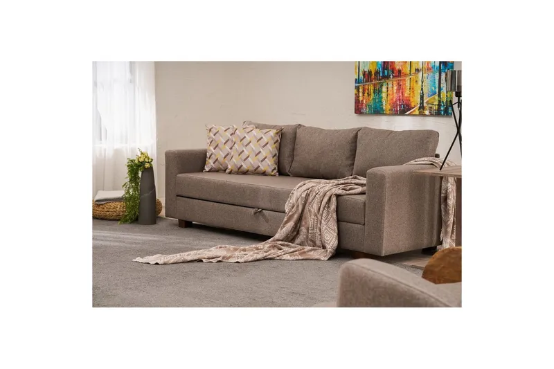 3-seters sovesofa Iroulport Arzilla Brun - Brun - Møbler - Sofaer - Sovesofaer - 3 seters sovesofa