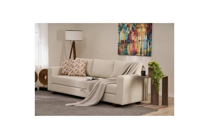 3-seters sovesofa Iroulport Arzilla Krem - Krem - Møbler - Sofaer - Sovesofaer - 3 seters sovesofa