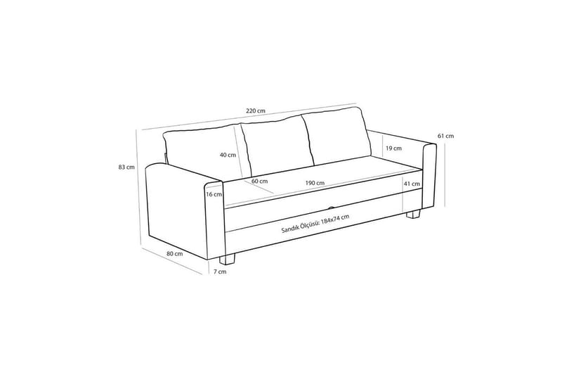 3-seters sovesofa Iroulport Beige - Beige - Møbler - Sofaer - Sovesofaer - 3 seters sovesofa