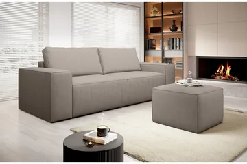 Kamli Sovesofa 3-seters med Oppbevaring - Beige - Møbler - Sofaer - Sovesofaer - 3 seters sovesofa