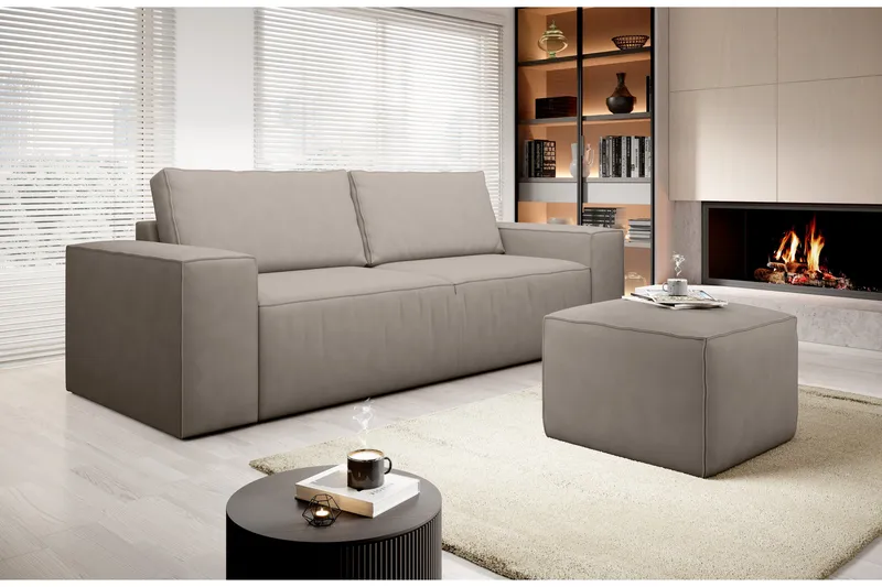 Kamli Sovesofa 3-seters med Oppbevaring - Beige - Møbler - Sofaer - Sovesofaer - 3 seters sovesofa