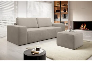 Kamli Sovesofa 3-seters med Oppbevaring - Beige - Møbler - Sofaer - Sovesofaer - 3 seters sovesofa