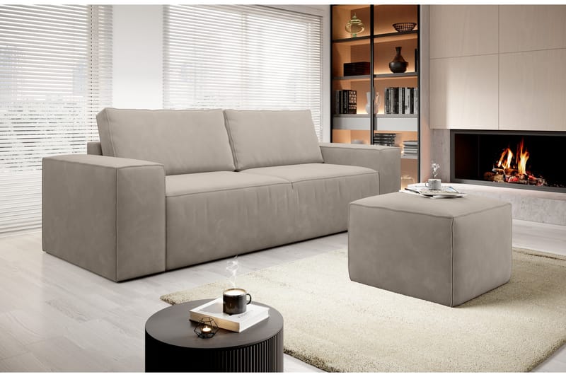Kamli Sovesofa 3-seters med Oppbevaring - Beige - Møbler - Sofaer - Sovesofaer - 3 seters sovesofa