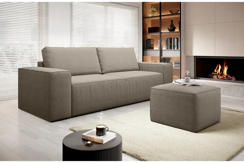 Kamli Sovesofa 3-seters med Oppbevaring - Beige - Møbler - Sofaer - Sovesofaer - 3 seters sovesofa