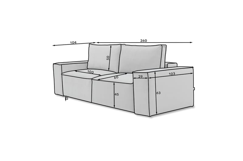 Kamli Sovesofa 3-seters med Oppbevaring - Beige - Møbler - Sofaer - Sovesofaer - 3 seters sovesofa