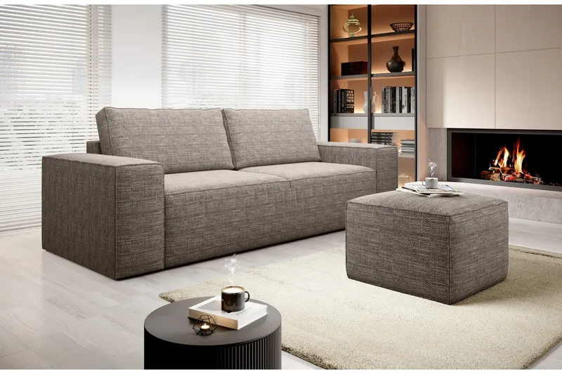 Kamli Sovesofa 3-seters med Oppbevaring - Beige - Møbler - Sofaer - Sovesofaer - 3 seters sovesofa