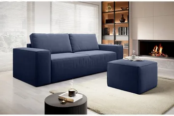 Kamli Sovesofa 3-seters med Oppbevaring - Blå - Møbler - Sofaer - Sovesofaer - 3 seters sovesofa