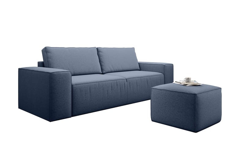 Kamli Sovesofa 3-seters med Oppbevaring - Blå - Møbler - Sofaer - Sovesofaer - 3 seters sovesofa