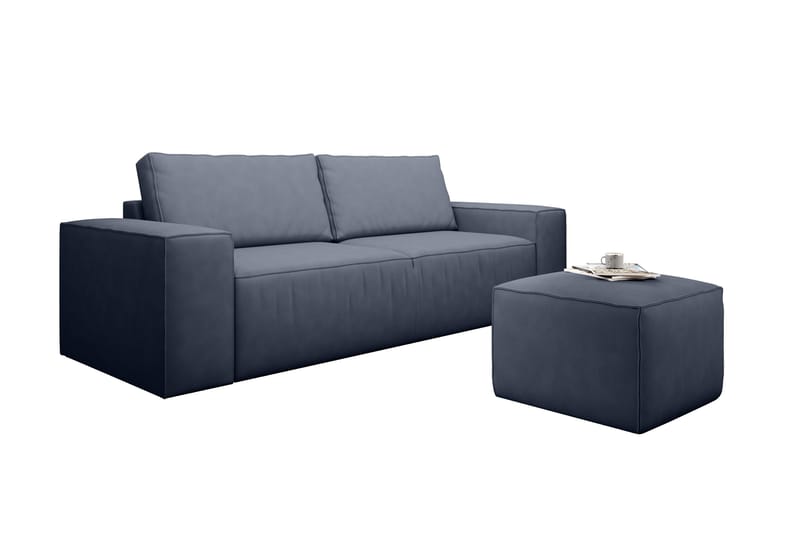 Kamli Sovesofa 3-seters med Oppbevaring - Blå - Møbler - Sofaer - Sovesofaer - 3 seters sovesofa
