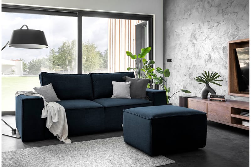 Kamli Sovesofa 3-seters med Oppbevaring - Blå - Møbler - Sofaer - Sovesofaer - 3 seters sovesofa
