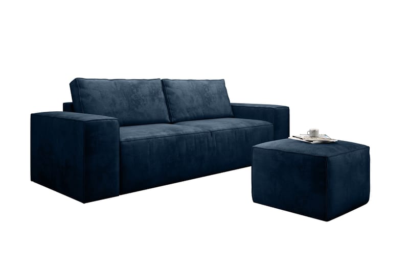 Kamli Sovesofa 3-seters med Oppbevaring - Blå - Møbler - Sofaer - Sovesofaer - 3 seters sovesofa