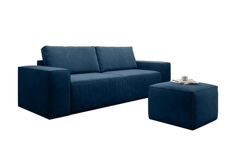 Kamli Sovesofa 3-seters med Oppbevaring - Blå - Møbler - Sofaer - Sovesofaer - 3 seters sovesofa