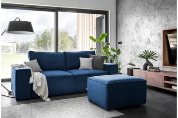 Kamli Sovesofa 3-seters med Oppbevaring - Blå - Møbler - Sofaer - Sovesofaer - 3 seters sovesofa