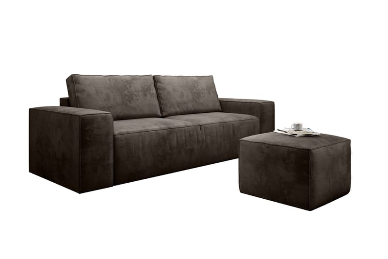 Kamli Sovesofa 3-seters med Oppbevaring - Brun - Møbler - Sofaer - Sovesofaer - 3 seters sovesofa