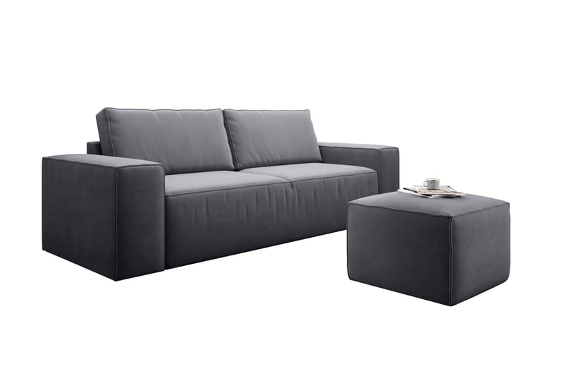 Kamli Sovesofa 3-seters med Oppbevaring - Grå - Møbler - Sofaer - Sovesofaer - 3 seters sovesofa