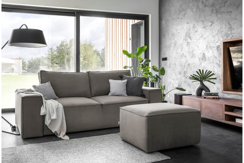 Kamli Sovesofa 3-seters med Oppbevaring - Grå - Møbler - Sofaer - Sovesofaer - 3 seters sovesofa