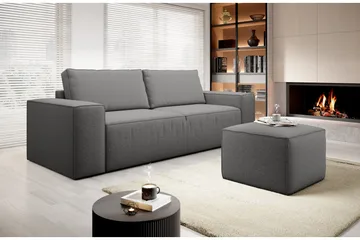Kamli Sovesofa 3-seters med Oppbevaring - Grå - Møbler - Sofaer - Sovesofaer - 3 seters sovesofa
