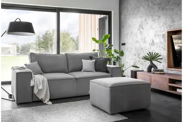 Kamli Sovesofa 3-seters med Oppbevaring - Grå - Møbler - Sofaer - Sovesofaer - 3 seters sovesofa
