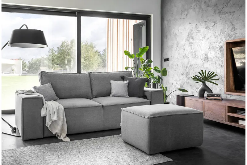 Kamli Sovesofa 3-seters med Oppbevaring - Grå - Møbler - Sofaer - Sovesofaer - 3 seters sovesofa