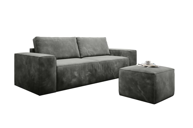 Kamli Sovesofa 3-seters med Oppbevaring - Grå - Møbler - Sofaer - Sovesofaer - 3 seters sovesofa