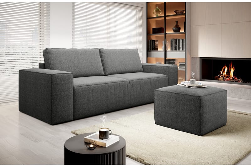 Kamli Sovesofa 3-seters med Oppbevaring - Grå - Møbler - Sofaer - Sovesofaer - 3 seters sovesofa