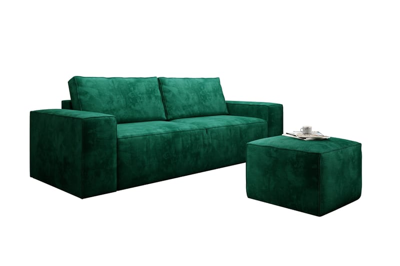 Kamli Sovesofa 3-seters med Oppbevaring - Grønn - Møbler - Sofaer - Sovesofaer - 3 seters sovesofa