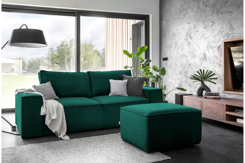 Kamli Sovesofa 3-seters med Oppbevaring - Grønn - Møbler - Sofaer - Sovesofaer - 3 seters sovesofa