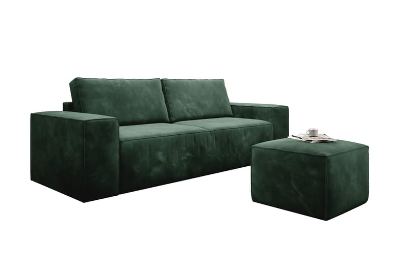 Kamli Sovesofa 3-seters med Oppbevaring - Grønn - Møbler - Sofaer - Sovesofaer - 3 seters sovesofa