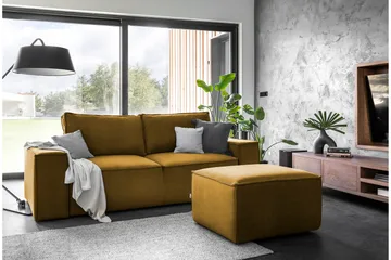 Kamli Sovesofa 3-seters med Oppbevaring - Gul - Møbler - Sofaer - Sovesofaer - 3 seters sovesofa