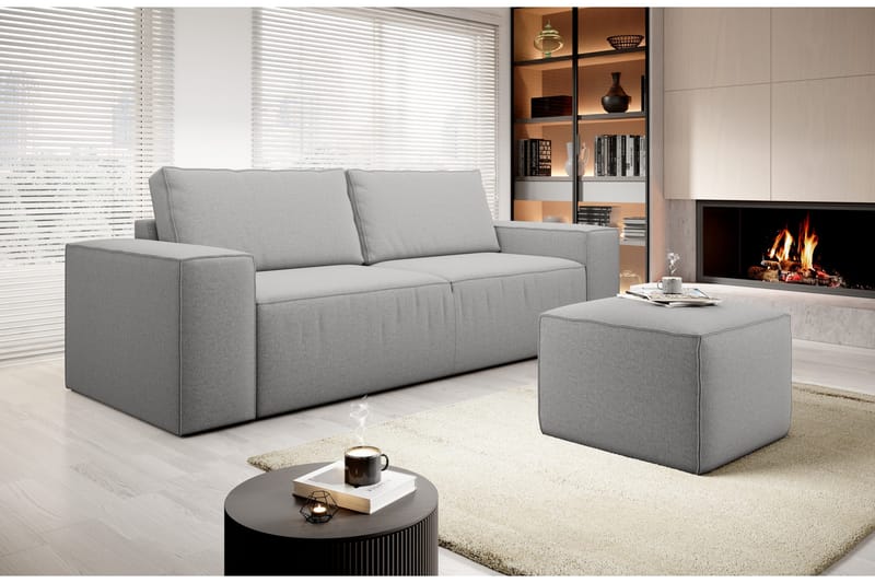 Kamli Sovesofa 3-seters med Oppbevaring, Lysegrå