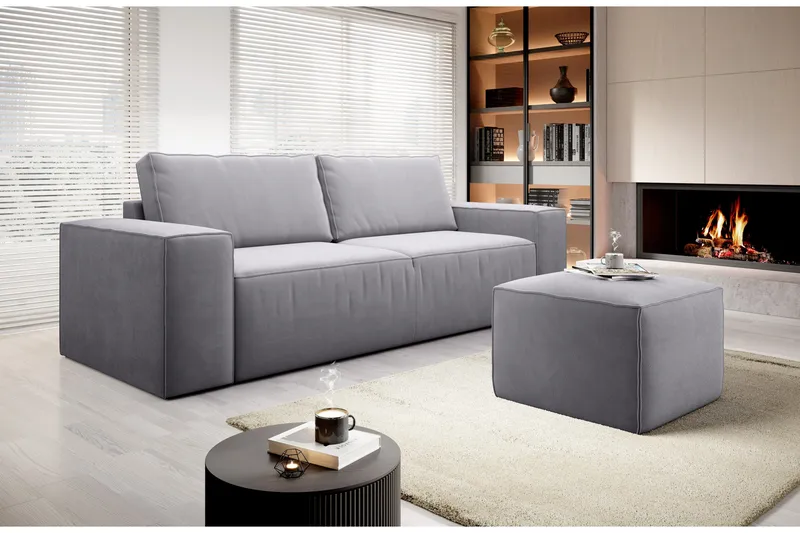 Kamli Sovesofa 3-seters med Oppbevaring, Lysegrå