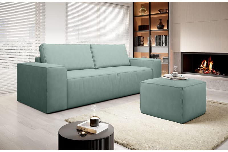 Kamli Sovesofa 3-seters med Oppbevaring - Lysegrønn - Møbler - Sofaer - Sovesofaer - 3 seters sovesofa