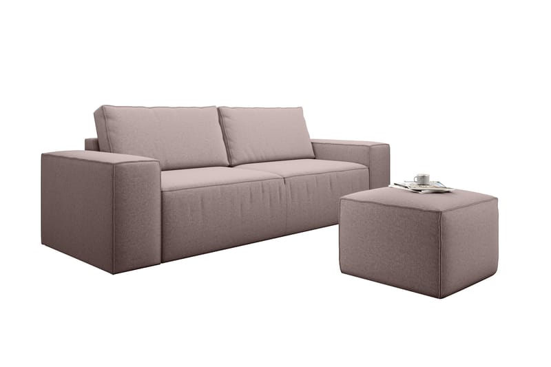 Kamli Sovesofa 3-seters med Oppbevaring - Lyserosa - Møbler - Sofaer - Sovesofaer - 3 seters sovesofa