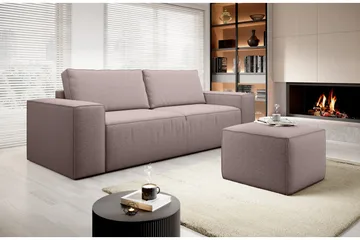 Kamli Sovesofa 3-seters med Oppbevaring - Lyserosa - Møbler - Sofaer - Sovesofaer - 3 seters sovesofa