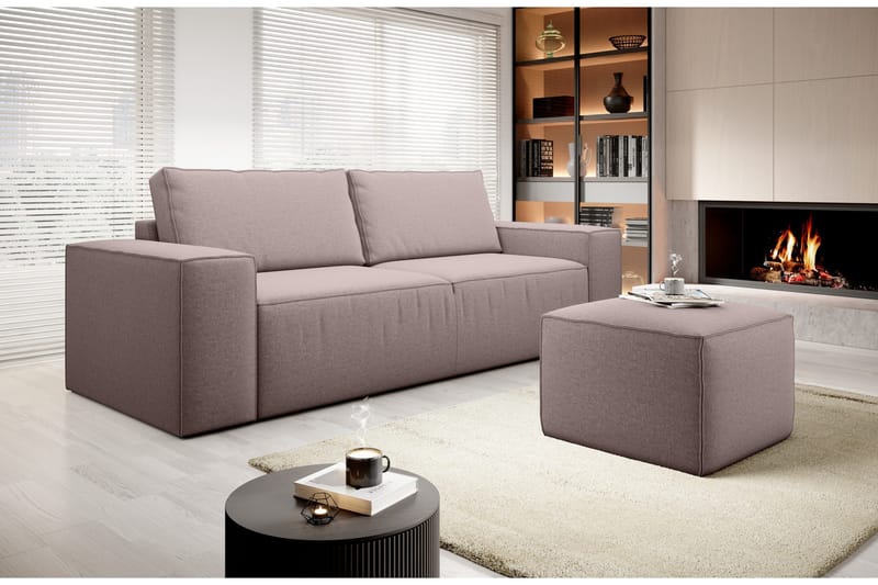 Kamli Sovesofa 3-seters med Oppbevaring - Lyserosa - Møbler - Sofaer - Sovesofaer - 3 seters sovesofa