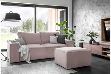 Kamli Sovesofa 3-seters med Oppbevaring - Lyserosa - Møbler - Sofaer - Sovesofaer - 3 seters sovesofa