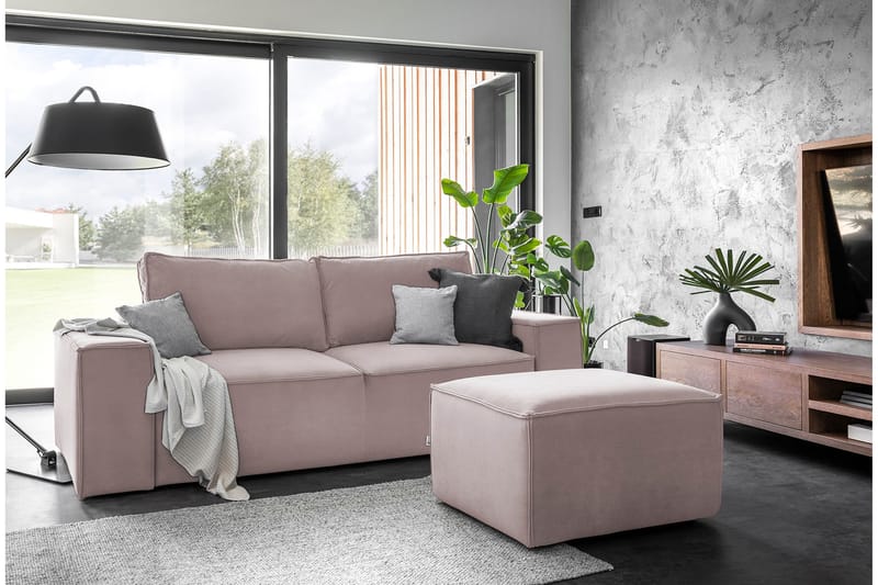 Kamli Sovesofa 3-seters med Oppbevaring - Lyserosa - Møbler - Sofaer - Sovesofaer - 3 seters sovesofa