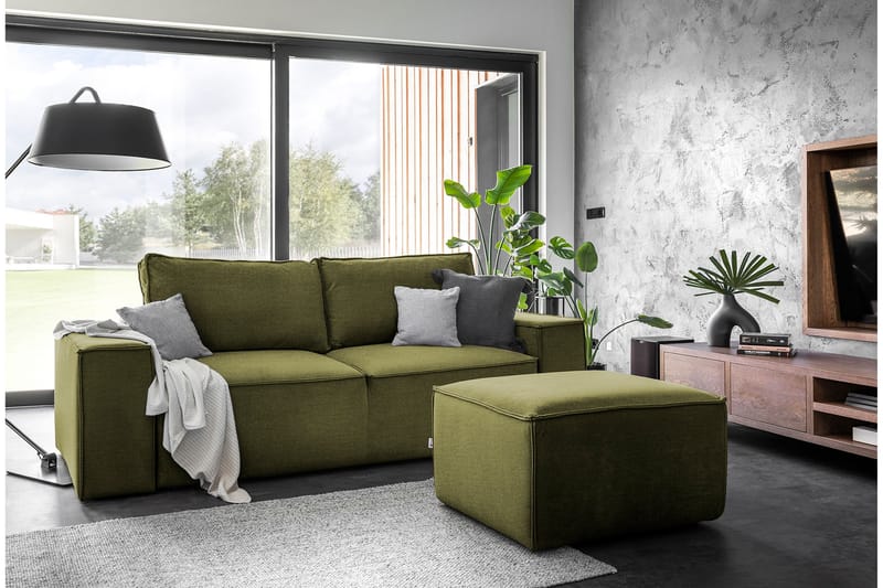 Kamli Sovesofa 3-seters med Oppbevaring - Olivengrønn - Møbler - Sofaer - Sovesofaer - 3 seters sovesofa