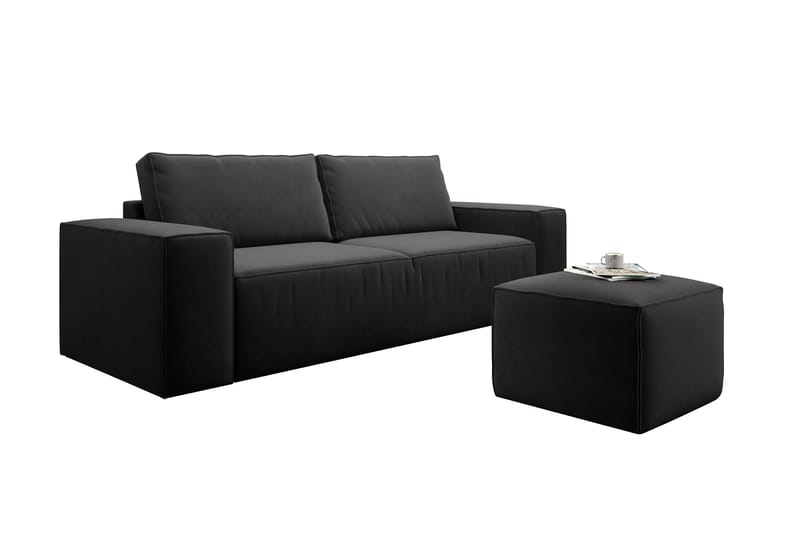 Kamli Sovesofa 3-seters med Oppbevaring - Svart - Møbler - Sofaer - Sovesofaer - 3 seters sovesofa
