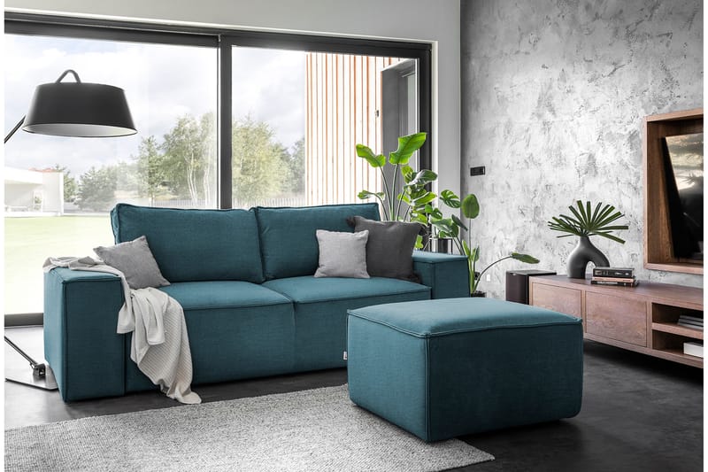 Kamli Sovesofa 3-seters med Oppbevaring - Turkis - Møbler - Sofaer - Sovesofaer - 3 seters sovesofa